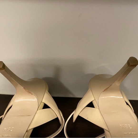 SAINT LAURENT Tribute Platform Sandals Beige 38.5 75mm - Picture 6 of 16